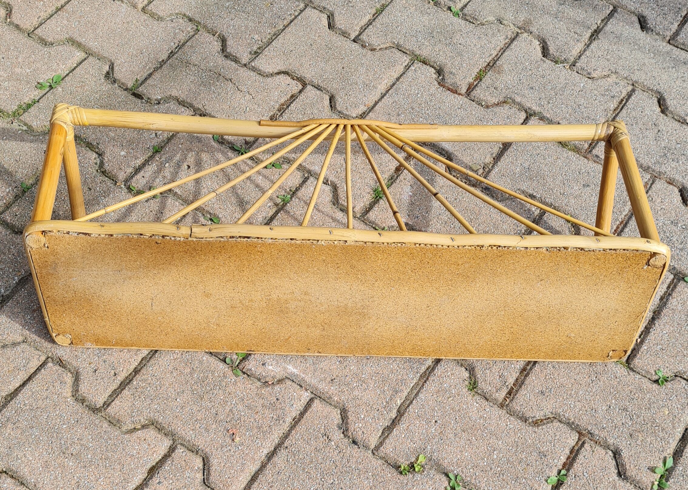 Bamboo and rattan wall shelf