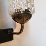 Double wall light in molded glass and brass
