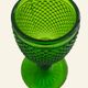 Six green glass wine glasses, Marinha Grande (IVIMA), diamond point.
