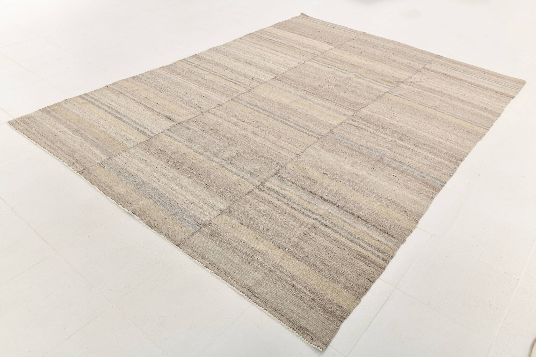 8x10 Brown & Beige Handmade Vintage Kilim Rug, 229x315Cm