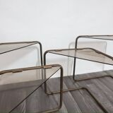Modular Metal and Glass Coffee Tables, 1960s, Set of 4