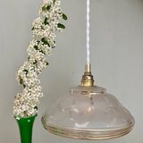 Vintage art deco lampshade pendant light in white and gold frosted glass