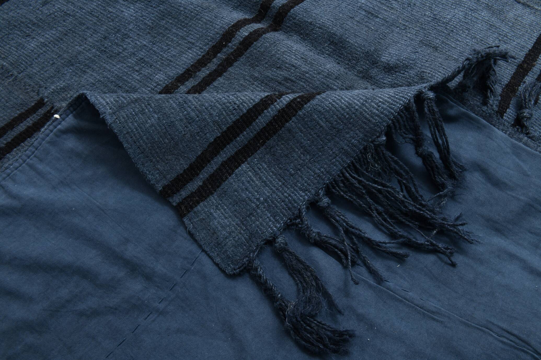 Blue & Black Ethnic Vintage Kilim Rug, 163x237Cm