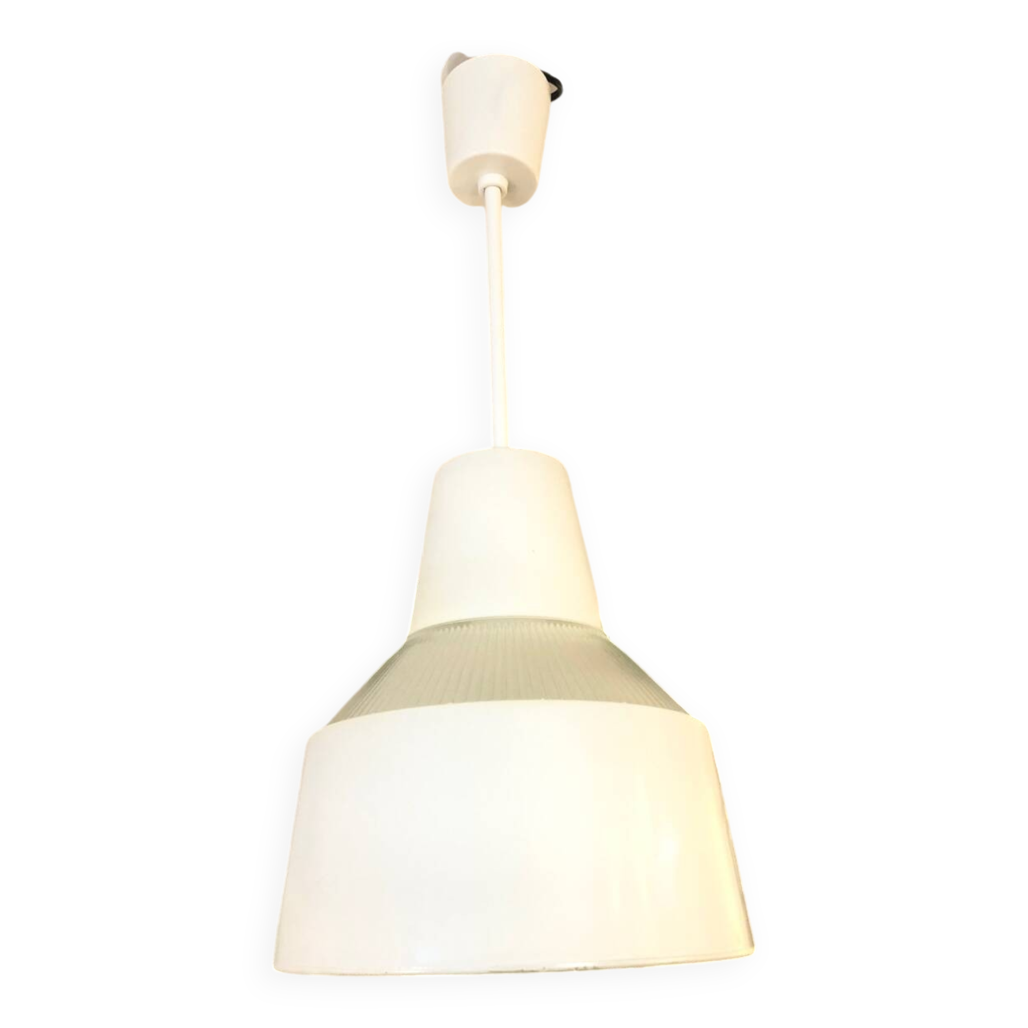 White glass pendant light, 1970