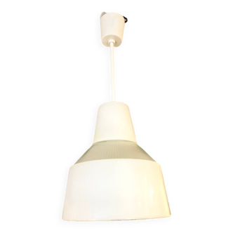 White glass pendant light, 1970