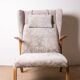Fauteuil haut en Hêtre courbé et tissu récent modèle Konkav par Paul Bode pour Federholz.