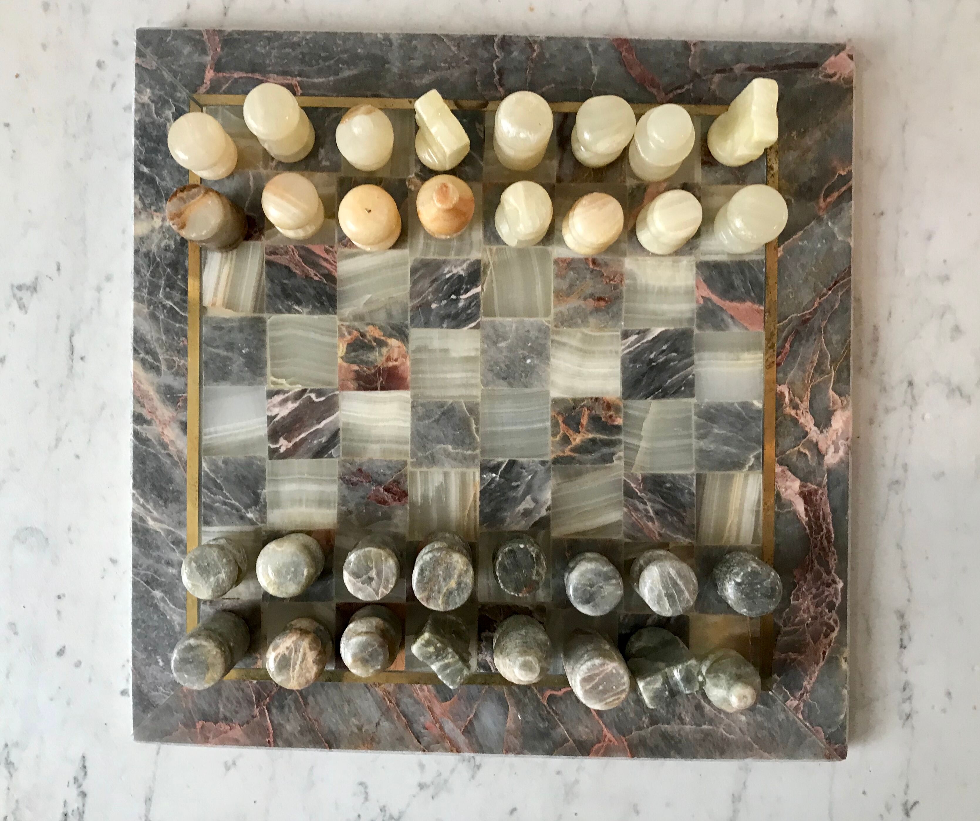 Vintage marble chess set 60s