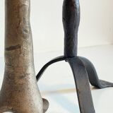 Pair of Brutalist Vintage Steel Candlesticks