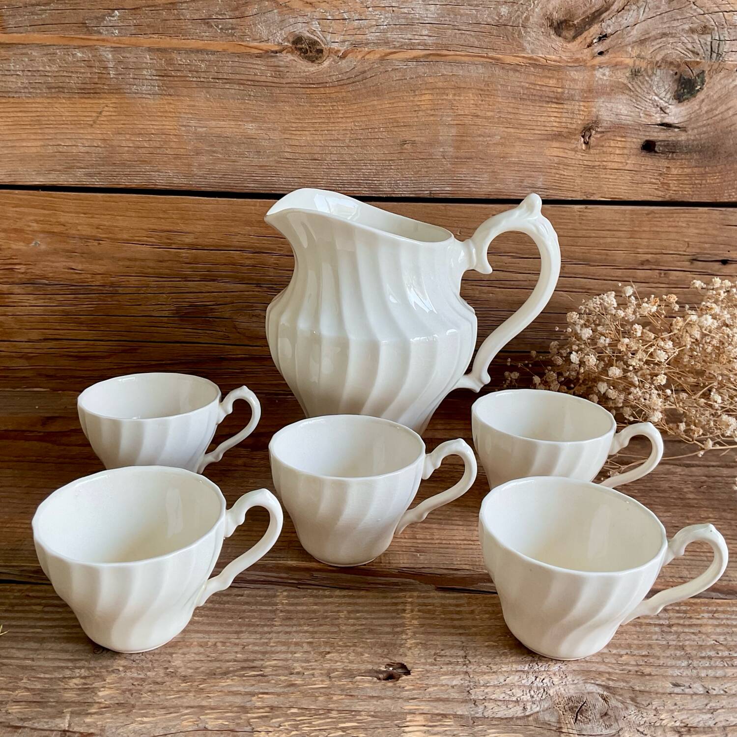 5 cups and creamer Myott Staffordshire England