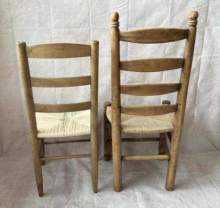 Paire de chaises campagnarde bois et corde