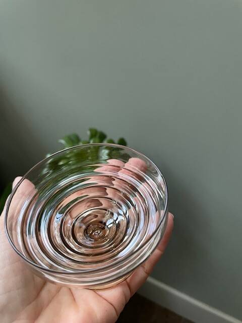 6 vintage glass ice cream or fruit cups or trou normand in blown brown glass.