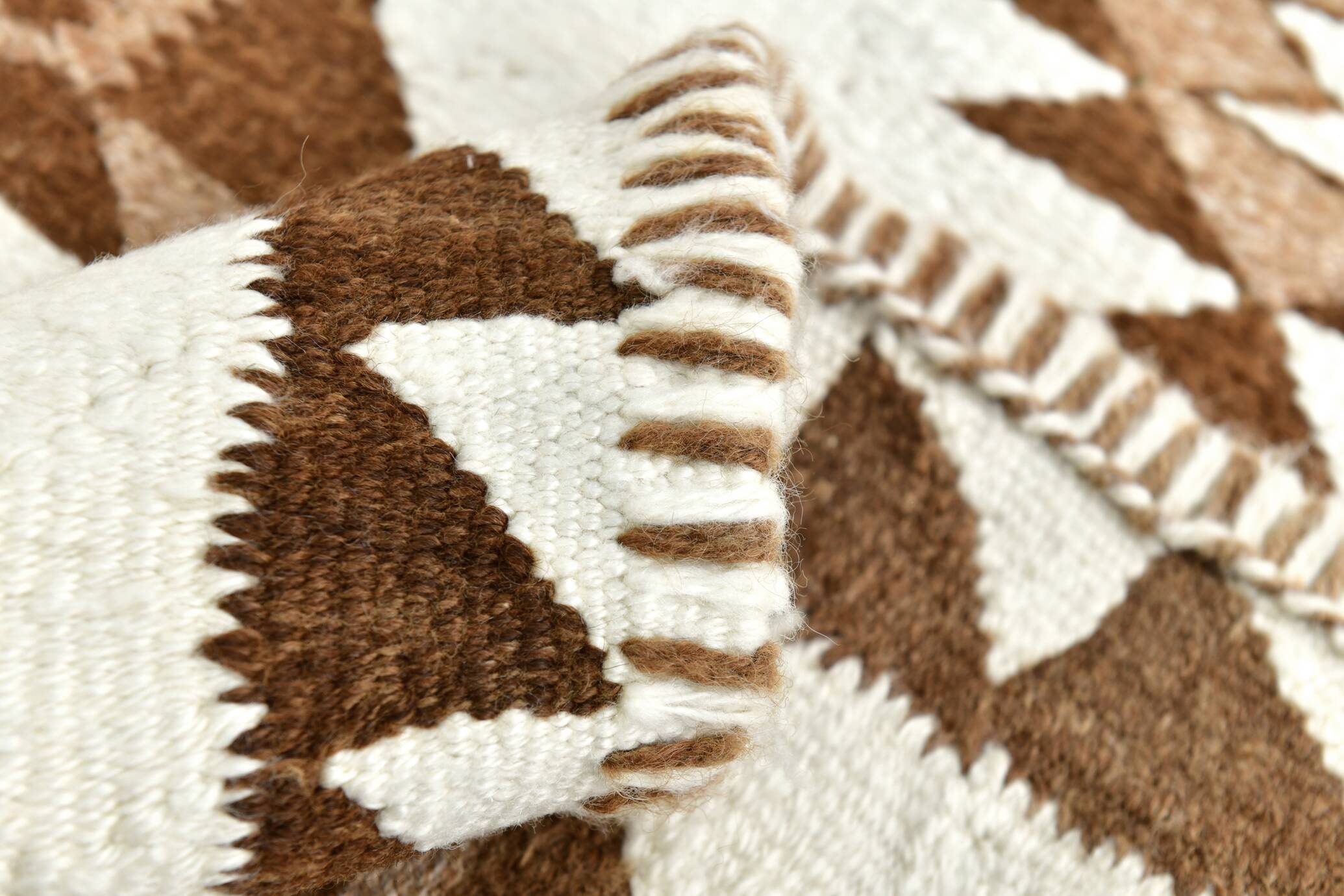 3x12 Geometric Beige & Brown Kilim Runner Rug, 102x357Cm