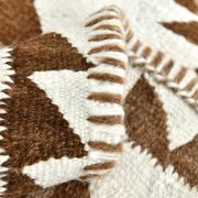 3x12 Geometric Beige & Brown Kilim Runner Rug, 102x357Cm