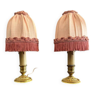 Paire lampes chevet - soie