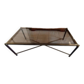 Table basse laiton et verre fumé