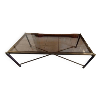 Brass and smoked glass coffee table