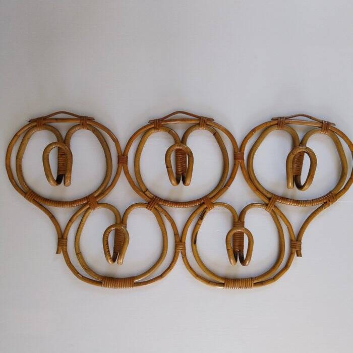 Vintage rattan coat rack by Franco Albini