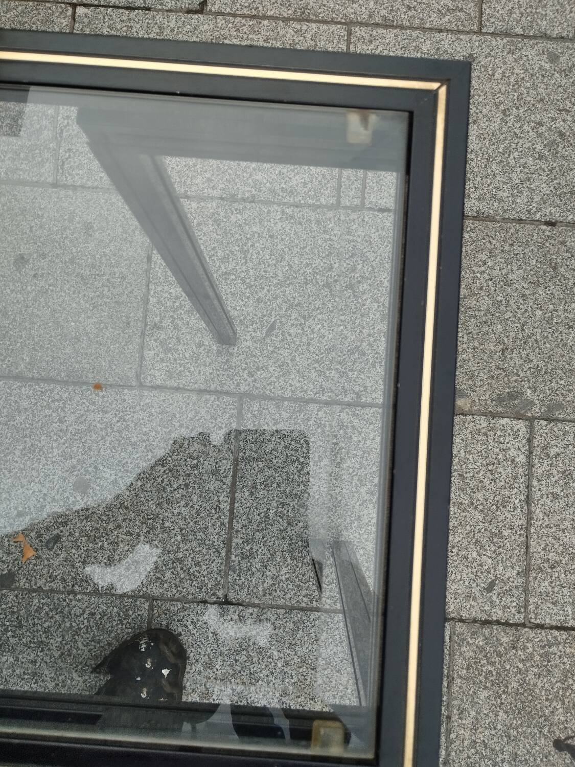 Old console with vintage glass top