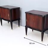 Pair of Mahogany Nightstands with in the Style of Tomaso Buzzi, Italy, 1950s