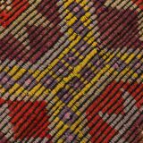 5x8 Burgundy & Yellow Vintage Kilim Rug, 160x258Cm