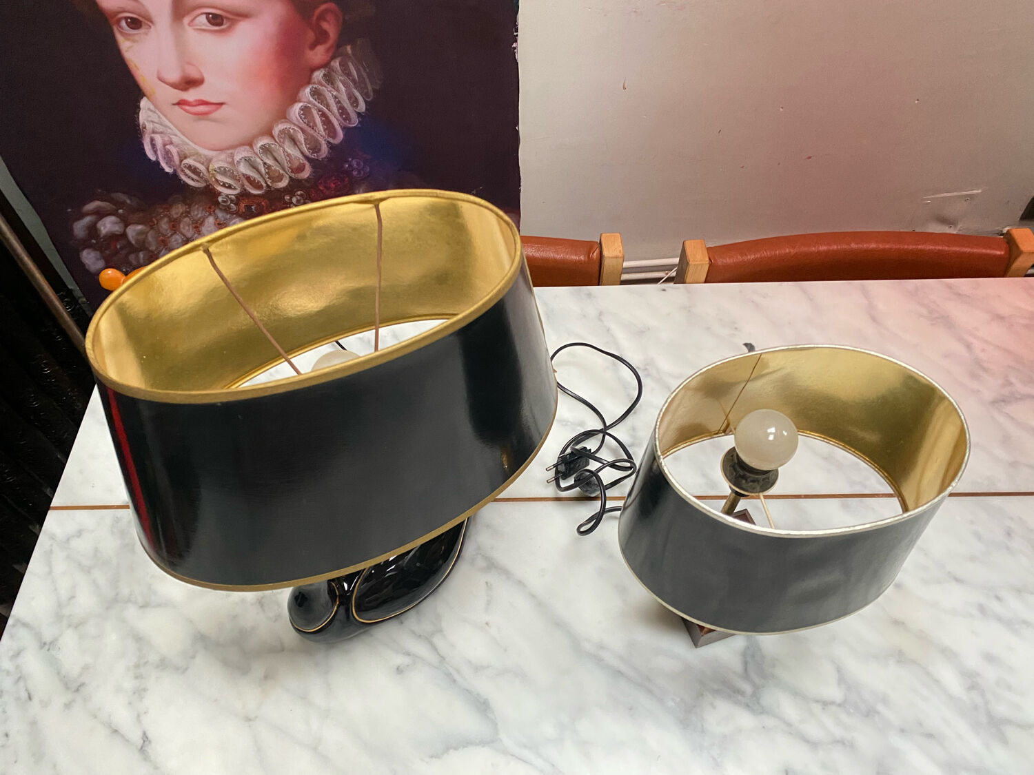 Vintage lamps black and gold duck