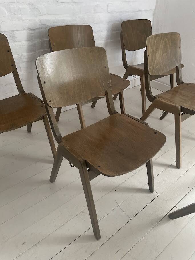 Thonet - Ensemble de chaises de salle à manger (6 pièces) - Contreplaqué de hêtre teinté