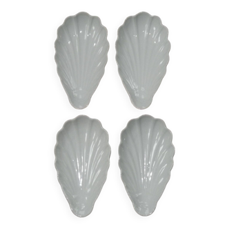 Set of 4 French Vintage White Pillivuyt Shell Shaped Serving Dishes 4780