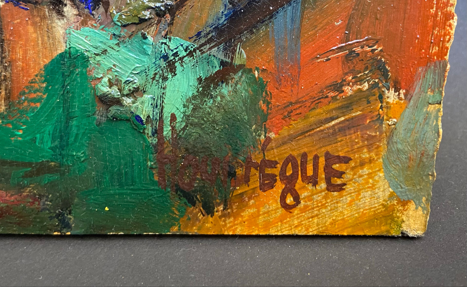 Huile sur carton signée Jean Hourrègue “Vendanges”