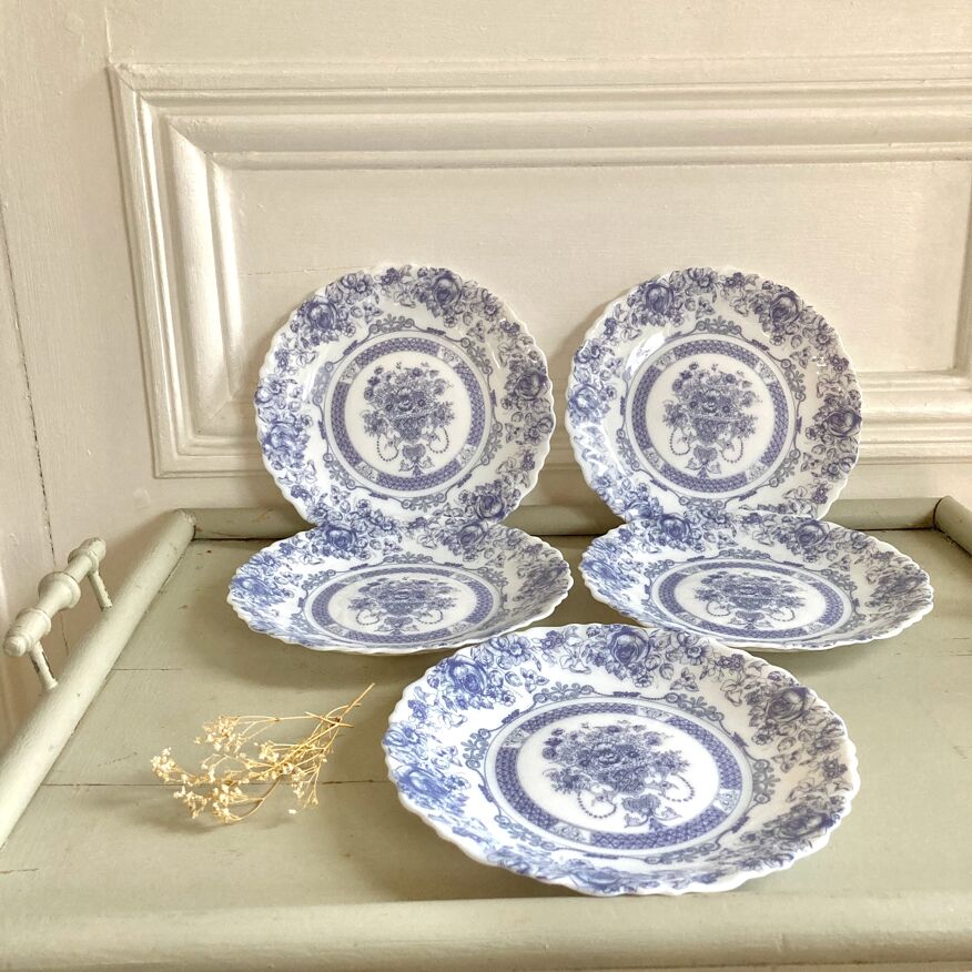 Arcopal France Honorine Blue Floral Glass Dishes Soup Or Salad Bowls Set Of  3