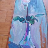 Peinture , huile sur bois , bouquer de fleurs signé Pascal Louvet