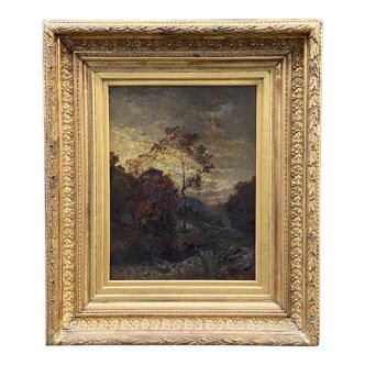 OIL ON PANEL JEAN AIME SAINT CYR GIRIER FOREST THE NIGHT NINETEENTH BARBIZON