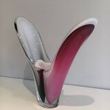 Multicoloured shell glass vase signed Flygsfors, 1956