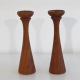 Pair of Danish teak candlesticks 1960