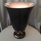 Lampe originale faïence de St Clément art deco noir et dore forme vase cornet