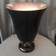 ORIGINAL EARTHENWARE LAMP OF ST CLEMENT ART DECO BLACK AND GILDED VASE CORNET