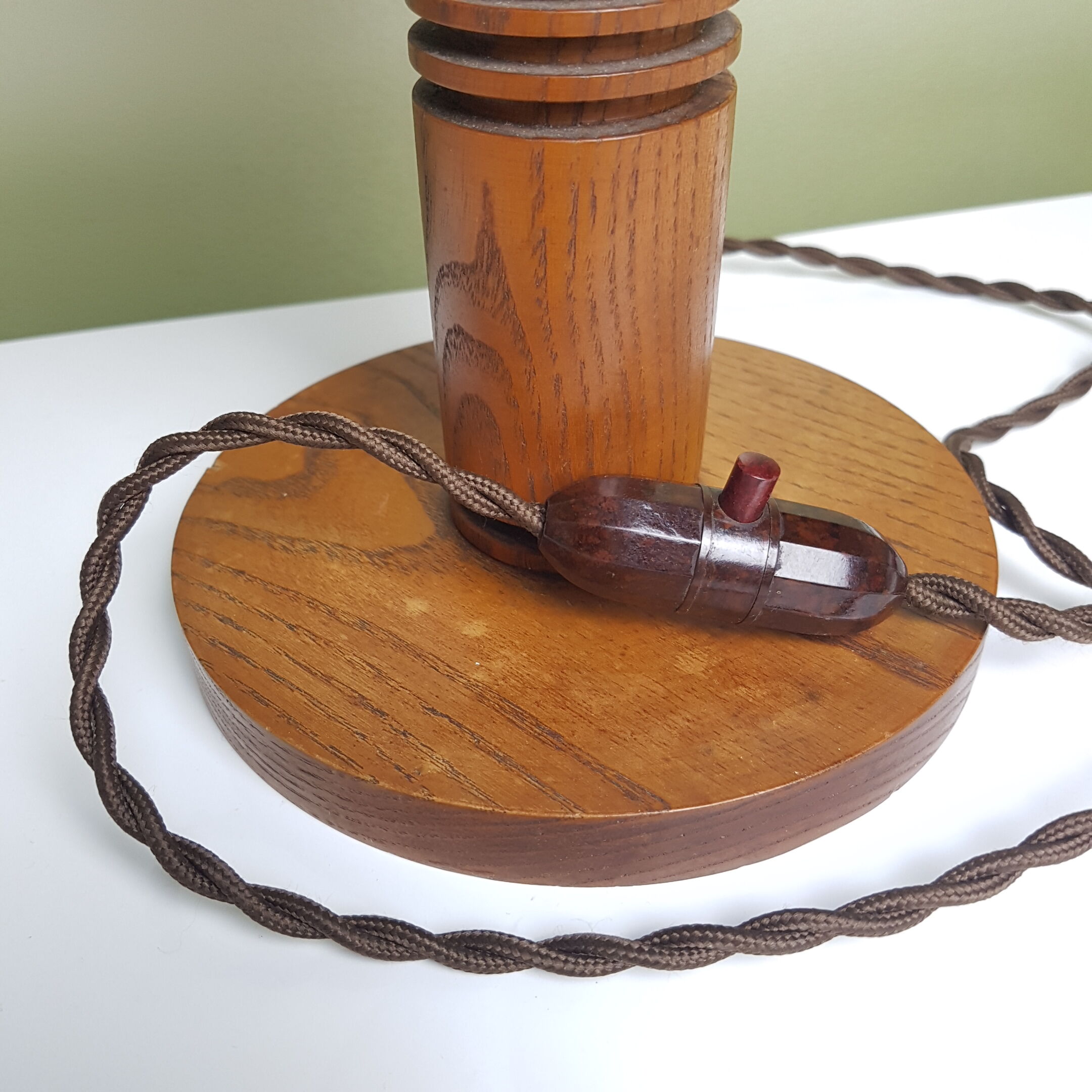 Art deco oak bedside lamp