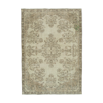 Handwoven antique anatolian beige carpet 205 cm x 286 cm