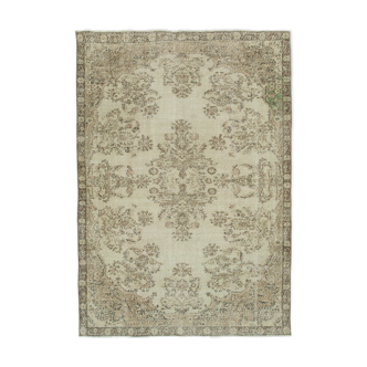 Handwoven antique anatolian beige carpet 205 cm x 286 cm