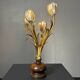 Midcentury Hollywood Regency Florentine gilt metal flower table lamp, 60s.