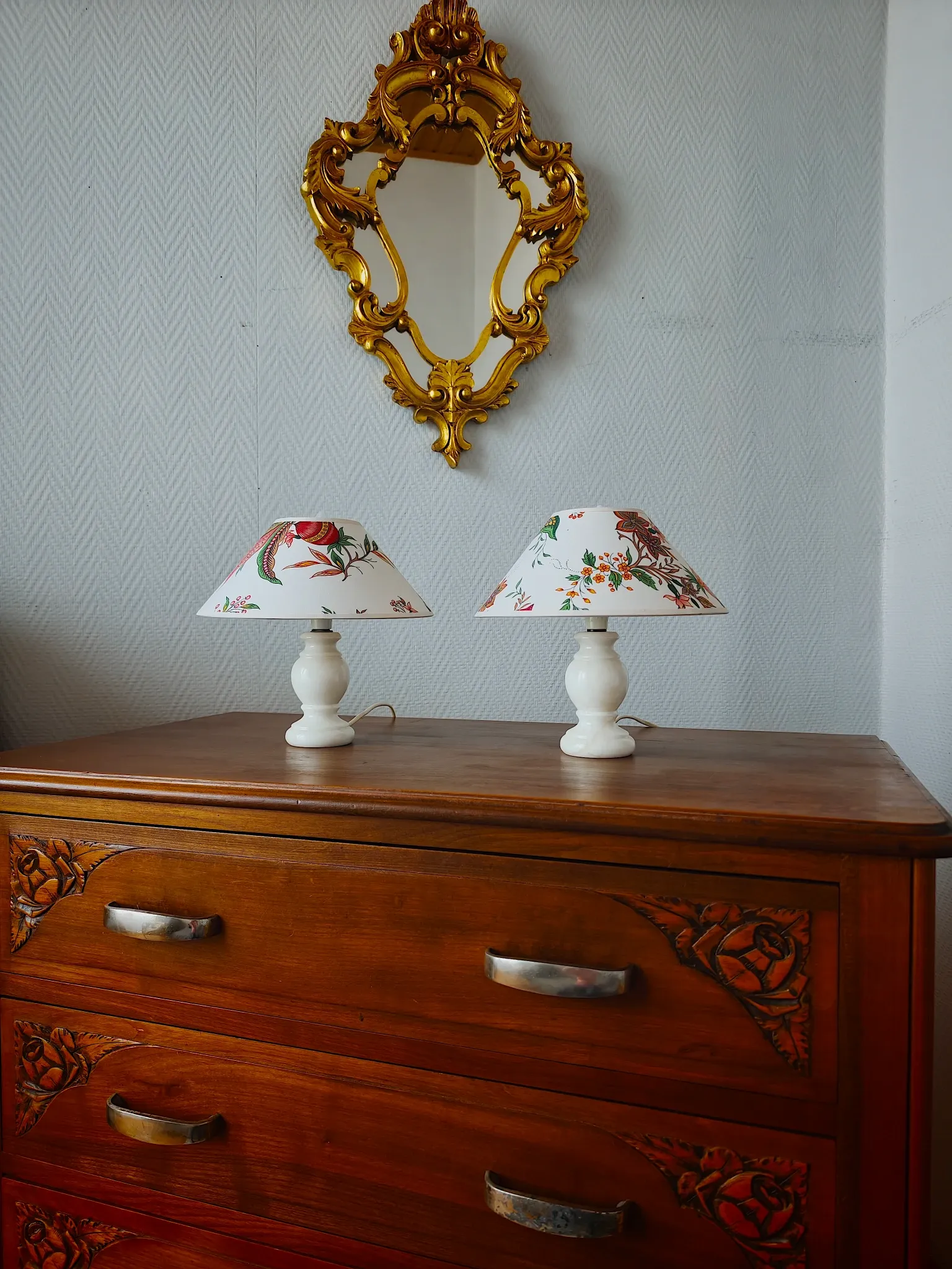 Pair of vintage alabaster lamps