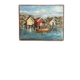 Mid-Century Oil on Canvas “houses with Boat” by Unknown, Vintage & Framed