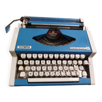 Machine à écrire olympia traveller de luxe bleue (rare) révisé
