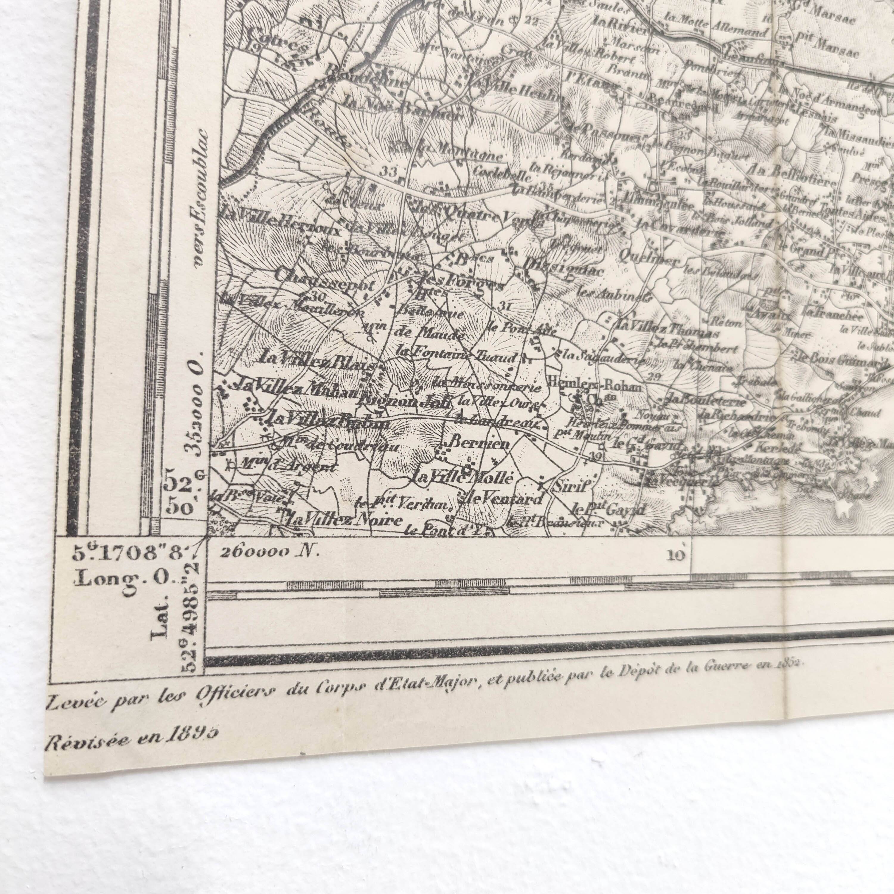 Old map Loire St Nazaire estuary late nineteenth