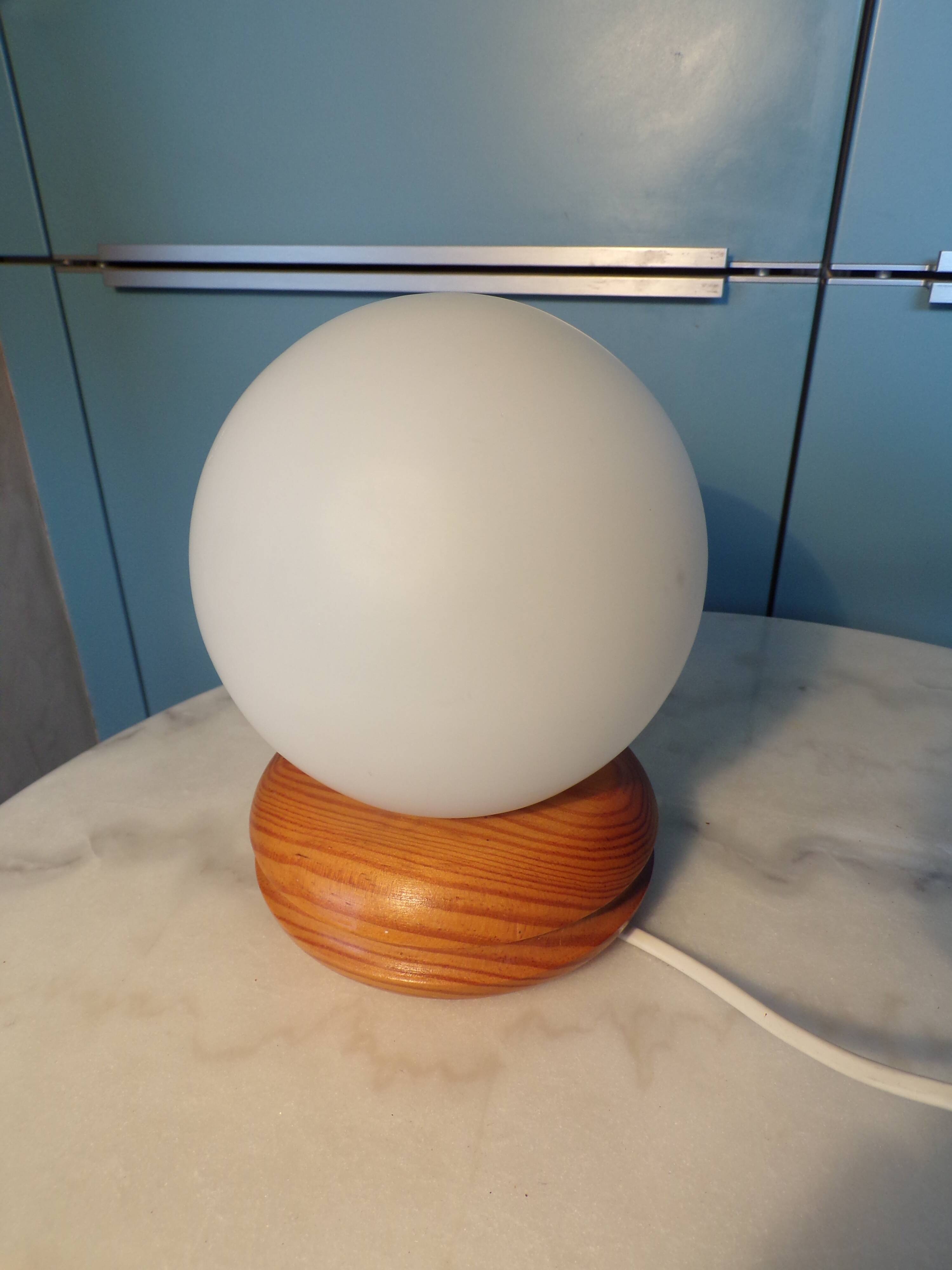 1980s pine table lamp