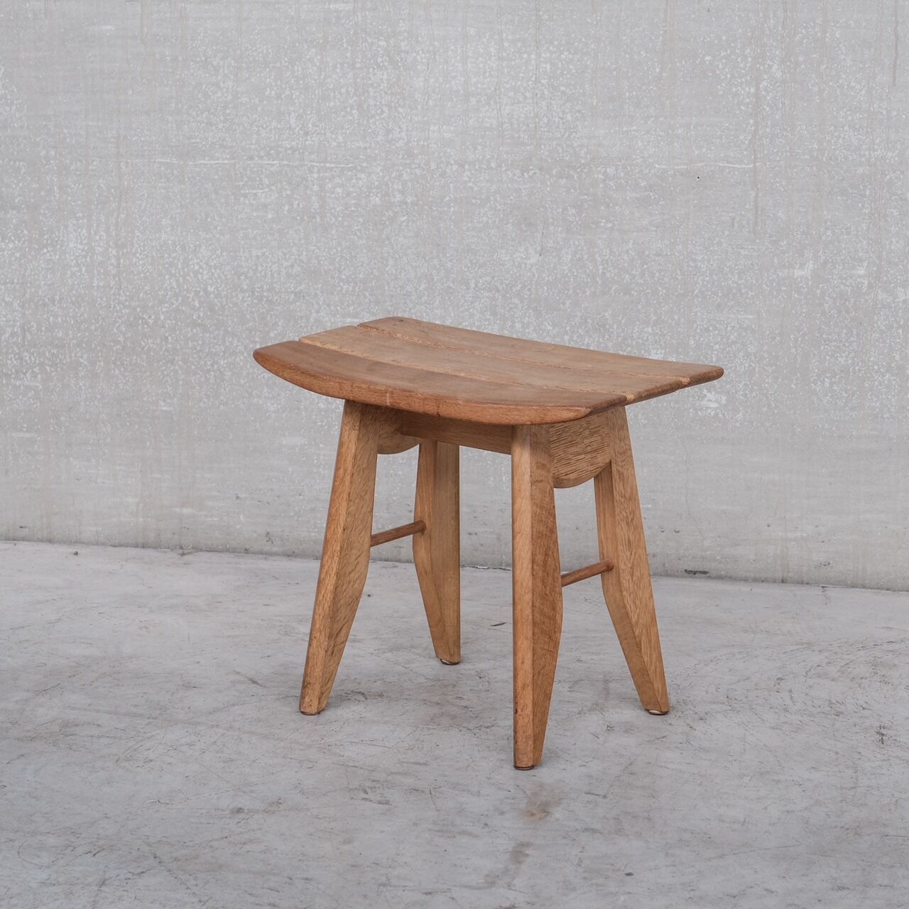 Guillerme et chambron oak french mid-century stool