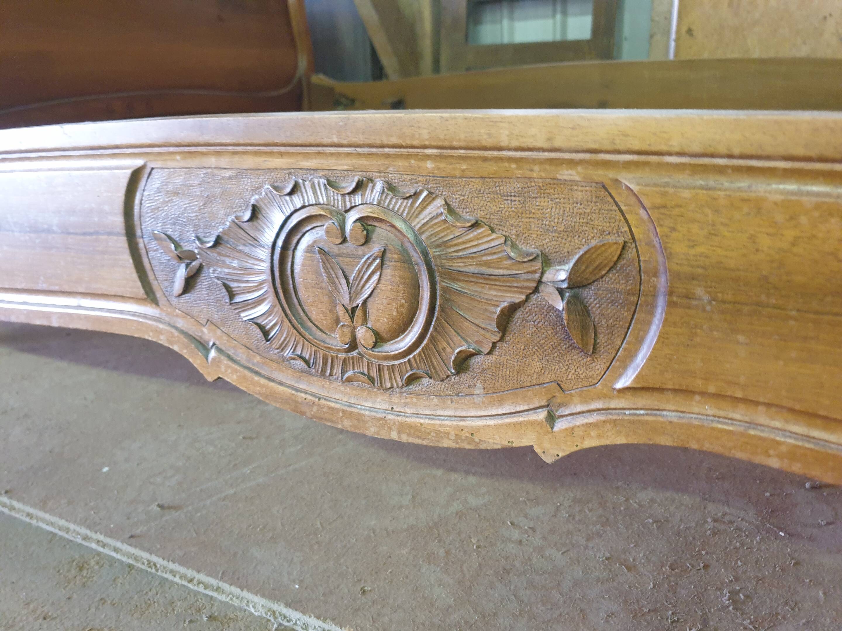 Walnut bed frame - Louis Philippe style