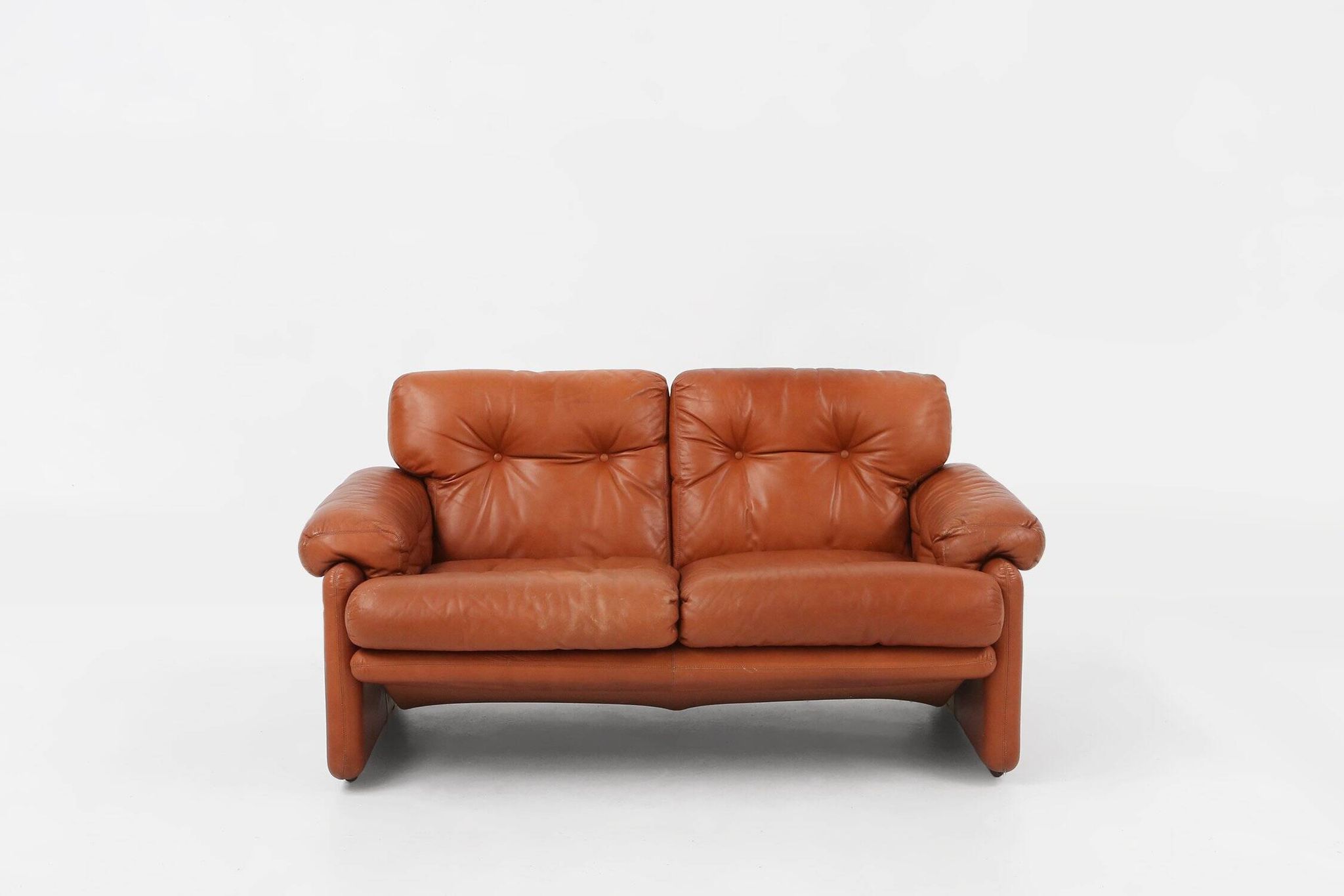 Brown Leather 2-Seater Sofa Coronado by Tobia Scarpa for B&b Italia, Italy