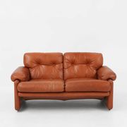 Brown Leather 2-Seater Sofa Coronado by Tobia Scarpa for B&b Italia, Italy