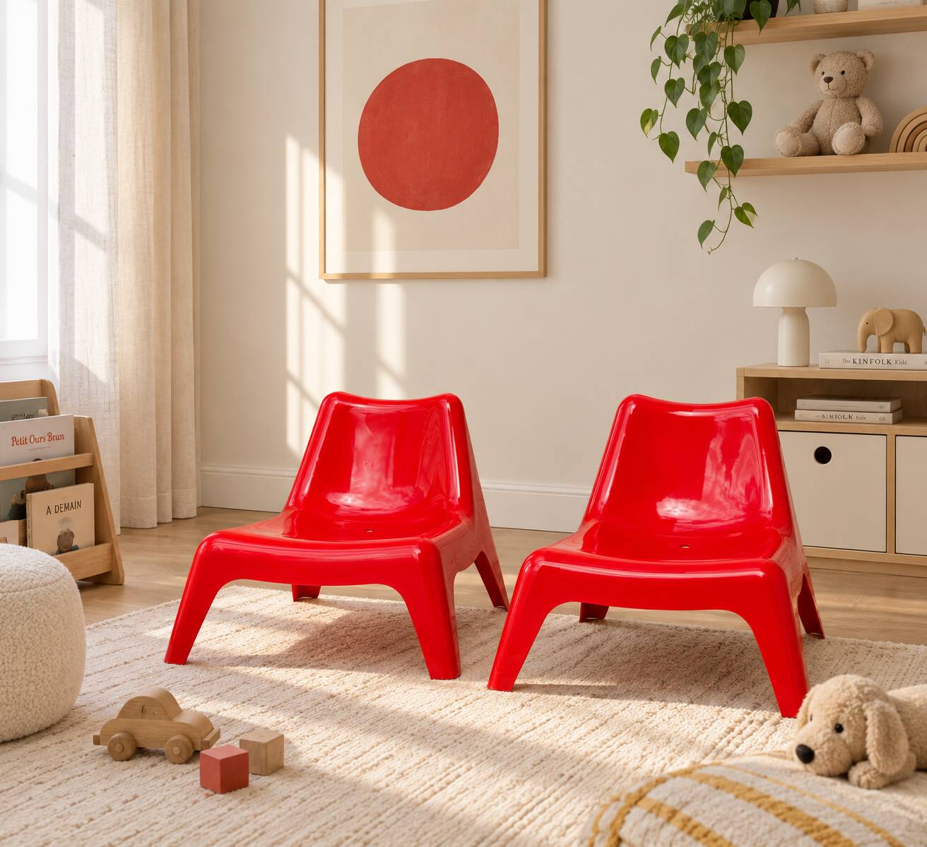 Paire de fauteuils enfant BUNSÖ – IKEA – Thomas Sandell – rouge