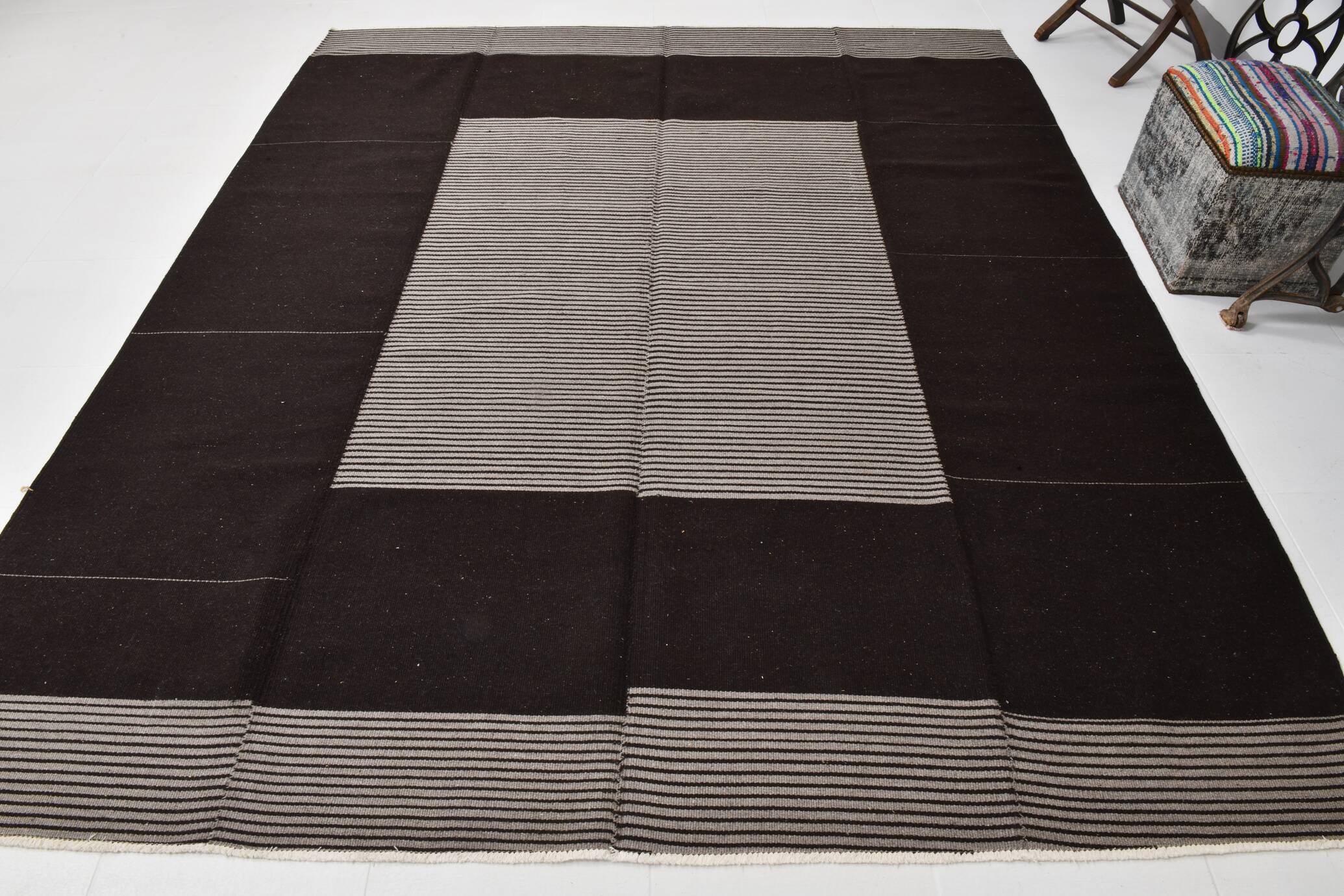 8x9 Shades Of Gray & Black Modern Turkish Rug, 242x278Cm SK 2367